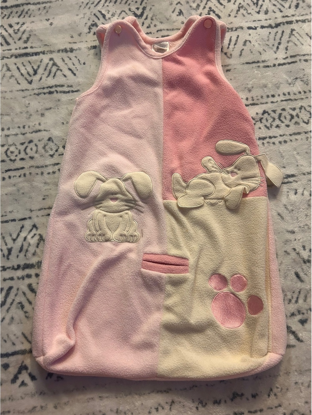 Bright Future Baby Sleep Sack 0-9 Months Pink and Cream Fleece Puppy Design